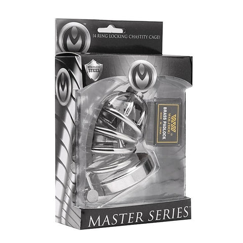 Asylum 4 Ring Locking Chastity Cage by XR Brands