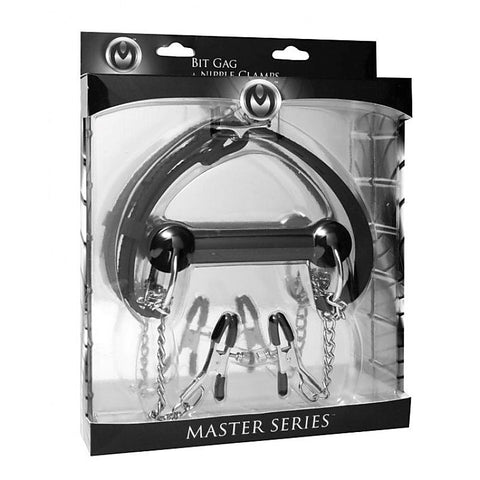 Equine Silicone Bit Gag With Nipple Clamps by XR Brands
