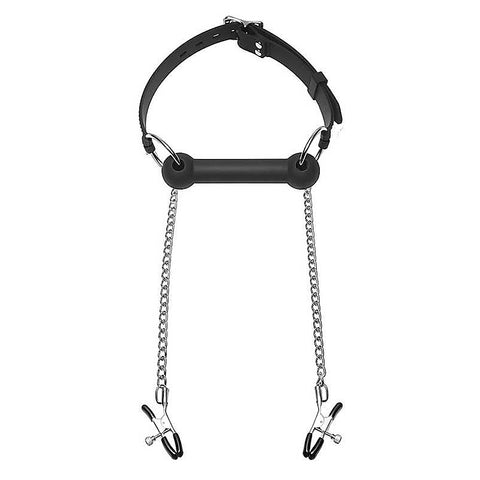 Equine Silicone Bit Gag With Nipple Clamps by XR Brands