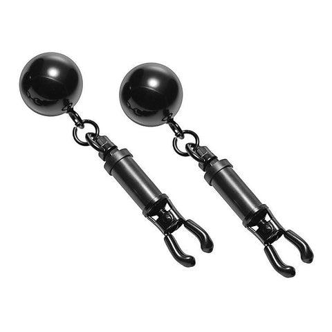 Black Bomber Nipple Clamps With Ball Weights by XR Brands