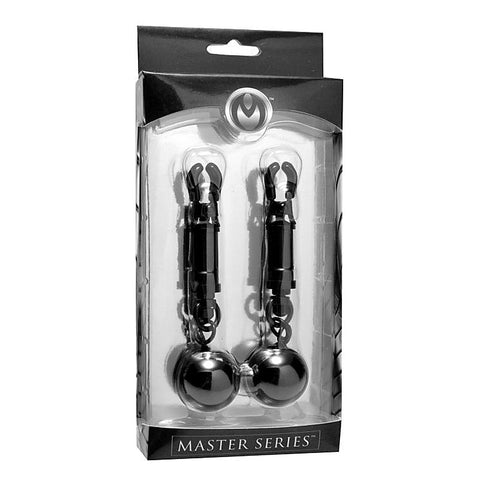Black Bomber Nipple Clamps With Ball Weights by XR Brands