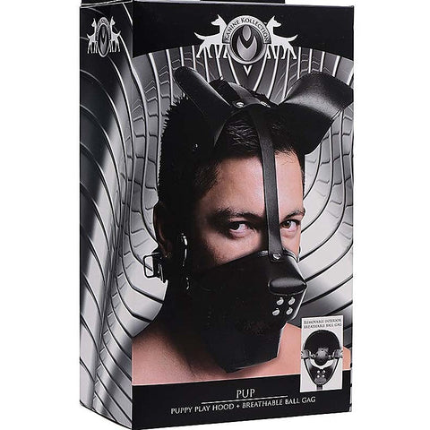 Pup Puppy Play Hood and Breathable Ball Gag by XR Brands