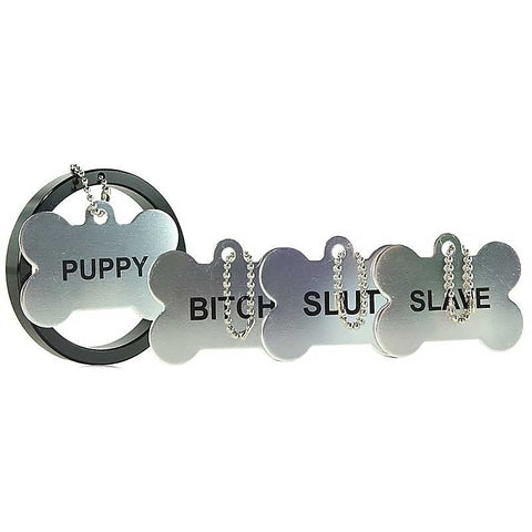 Aluminum Cock Ring With 4 Dog Tags by XR Brands