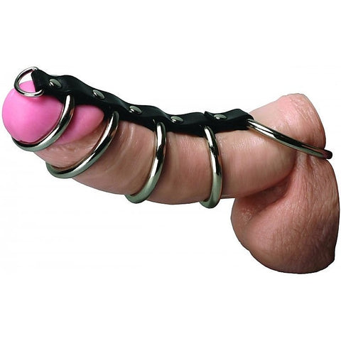 Extreme BDSM Pleasure - 5 Interconnected Steel Cock Rings