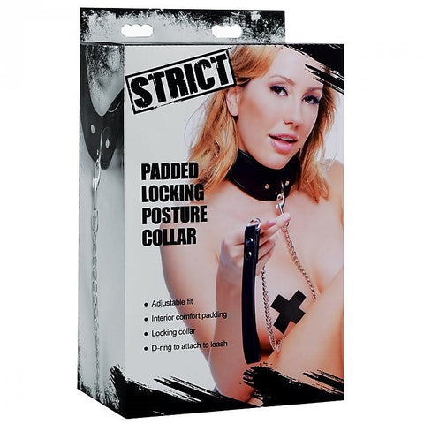 Padded Locking Posture Bondage Collar by XR Brands