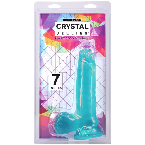 Crystal Jellies Realistic Cock with Balls Teal