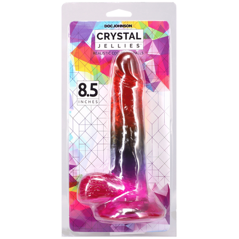 Crystal Jellies Realistic Cock with Balls Rainbow