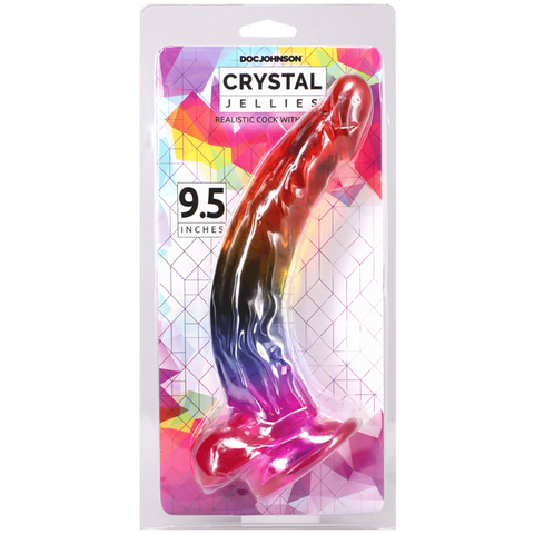 Crystal Jellies Realistic Cock with Balls Rainbow