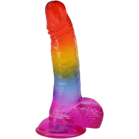 Crystal Jellies Realistic Cock with Balls Rainbow