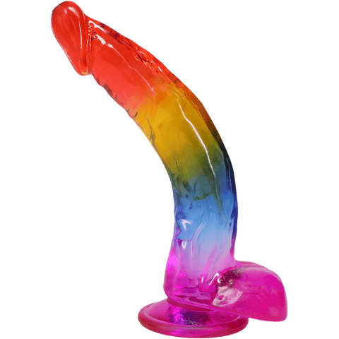 Crystal Jellies Realistic Cock with Balls Rainbow