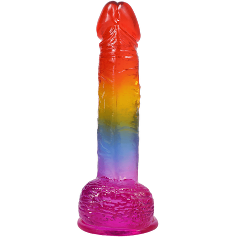 Crystal Jellies Realistic Cock with Balls Rainbow