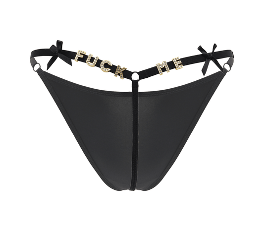 Fuck Me Printed G String Panty by Love In Leather