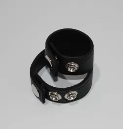 Double Strap Leather Cock Ring with Studs