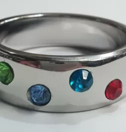 Wide Band Jewel Encrusted Steel Cock Ring